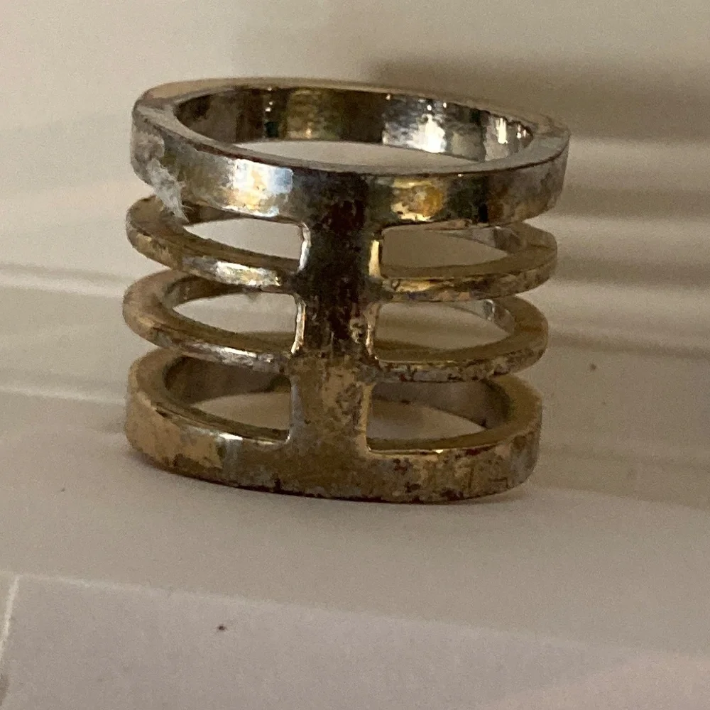 Gold and Silver Tone Rhinestone Stack Ring - Picture 3 of 7